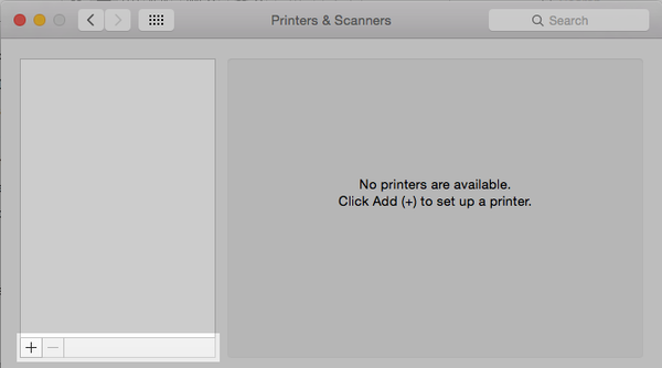 Nhấn nút dấu cộng để thêm máy in Epson TM-T82 mới
