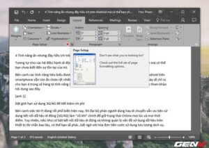 Giao diện tùy chỉnh kích thước giấy chi tiết trong mục More Paper Sizes của Word