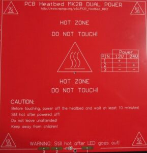 Cận cảnh bàn gia nhiệt máy in 3D PCB Heatbed MK3 với các chi tiết kỹ thuật quan trọng