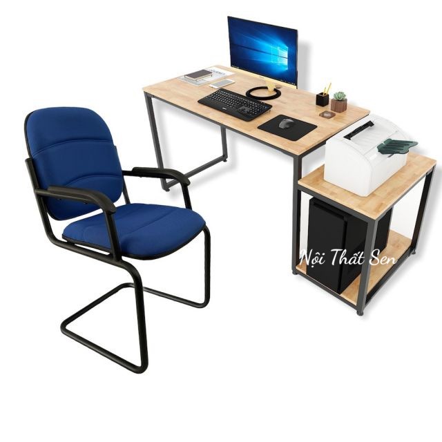 Mẫu bàn để máy tính máy in SE43 gỗ cao su khung sắt chắc chắn