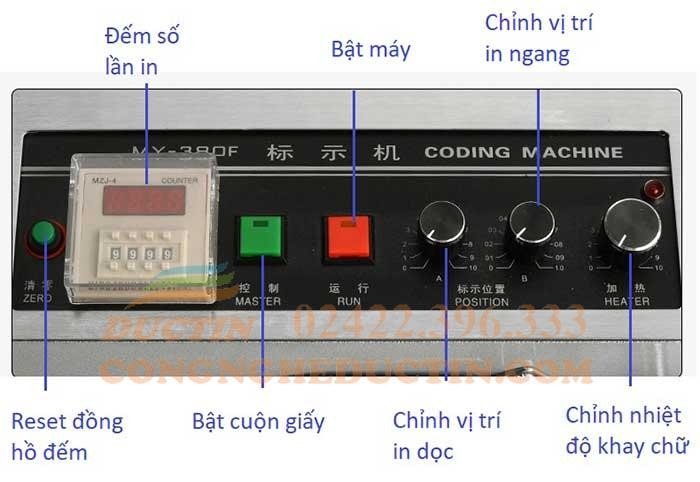 Bảng điều khiển dễ sử dụng của máy in date MY380