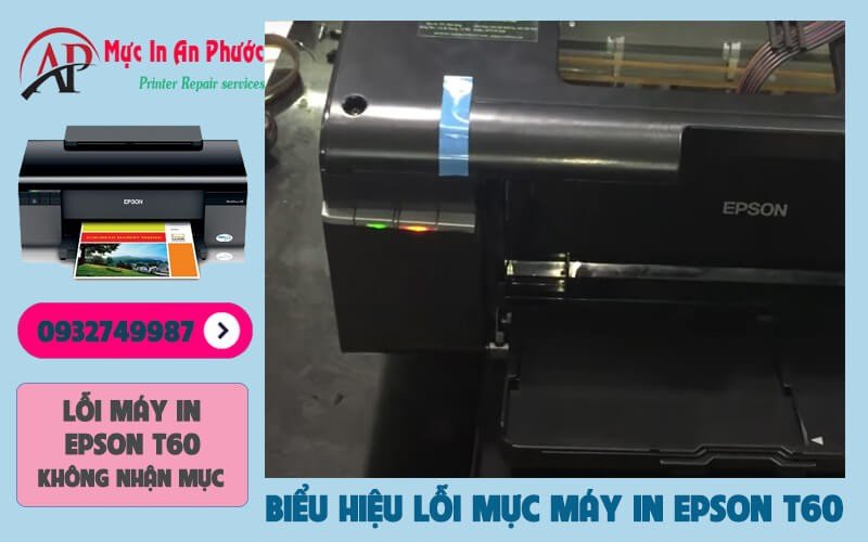 Đèn báo lỗi giọt mực màu đỏ trên máy in Epson T60 khi không nhận mực
