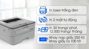 Máy in Brother HL L2320D với thiết kế nhỏ gọn, hiện đại phù hợp văn phòng