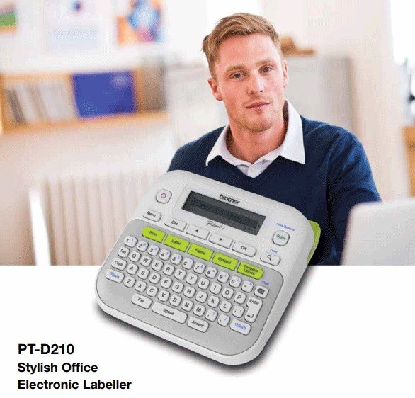 Máy in nhãn Brother PT-D210 nhỏ gọn với bàn phím Qwerty tiện lợi