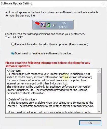 Thiết lập tùy chọn cập nhật phần mềm cho máy in Brother