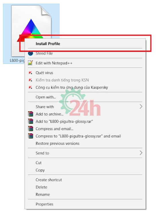 Áp dụng profile màu trong cài đặt in