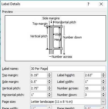Cửa sổ Label Details hiển thị các thông số tùy chỉnh khi thực hiện cách in trên giấy decal