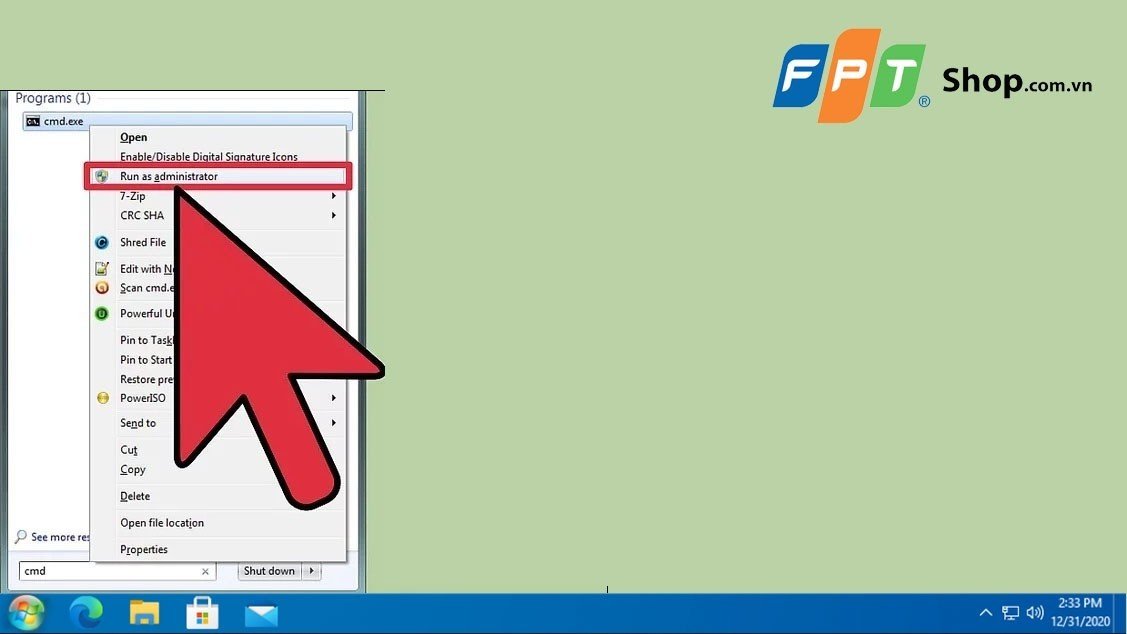 Mở Command Prompt với quyền quản trị viên để thực hiện lệnh hủy in