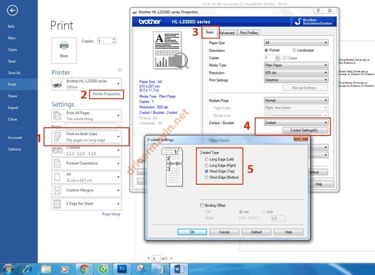 Cách in hai mặt máy in Brother HL-L2321d