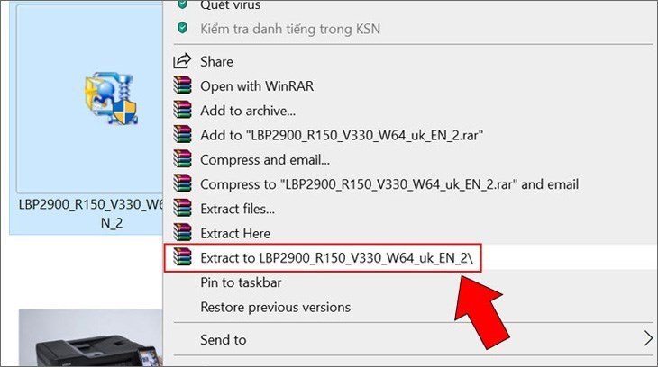 Giải nén tệp driver đã tải về và chạy file Setup.exe để bắt đầu cài đặt máy in Canon LBP2900