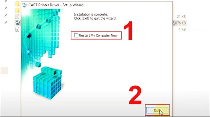 Chọn 'Restart My Computer Now' để hoàn tất quá trình cài đặt và khởi động lại máy tính