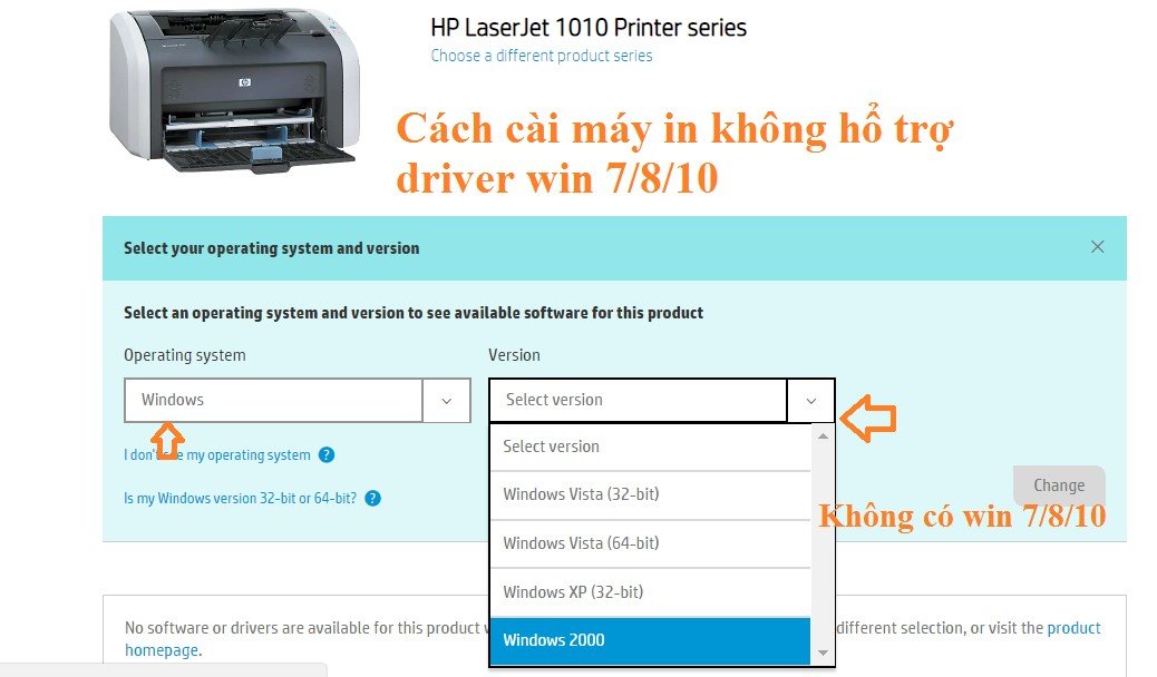 Kiểm tra danh sách hệ điều hành được hỗ trợ driver máy in trên website nhà sản xuất