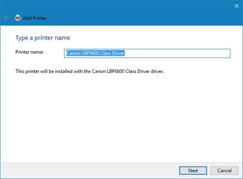 Đặt tên gợi nhớ cho máy in vừa cài đặt qua mạng internet