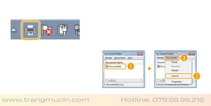 Hướng dẫn hủy lệnh in đang chờ trên máy Canon 3010