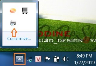 Biểu tượng máy in trên thanh taskbar Windows 7