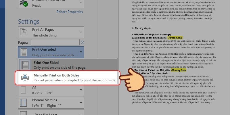 Kích hoạt chế độ in hai mặt tự động trong Word với Print on Both Sides