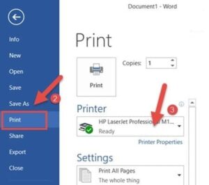 Giao diện cài đặt in ấn trong Word với tùy chọn in 2 mặt