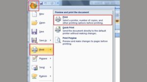 Hộp thoại Print trong Word 2007 để bắt đầu cách in 2 mặt trên máy in 1 mặt