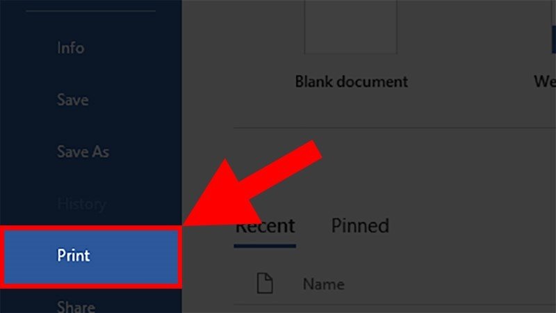 Chọn Print trong Word