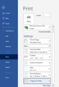 Hướng dẫn cài đặt in 2 trang trên 1 mặt giấy Word với tùy chọn 2 Pages Per Sheet