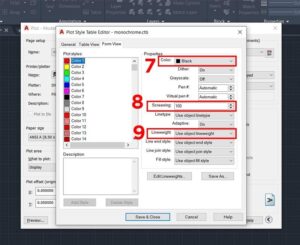 Hộp thoại chỉnh sửa Bảng nét in (Plot Style Table Editor)