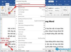 Hướng dẫn kích hoạt hiển thị thông tin section trên thanh Status của Word
