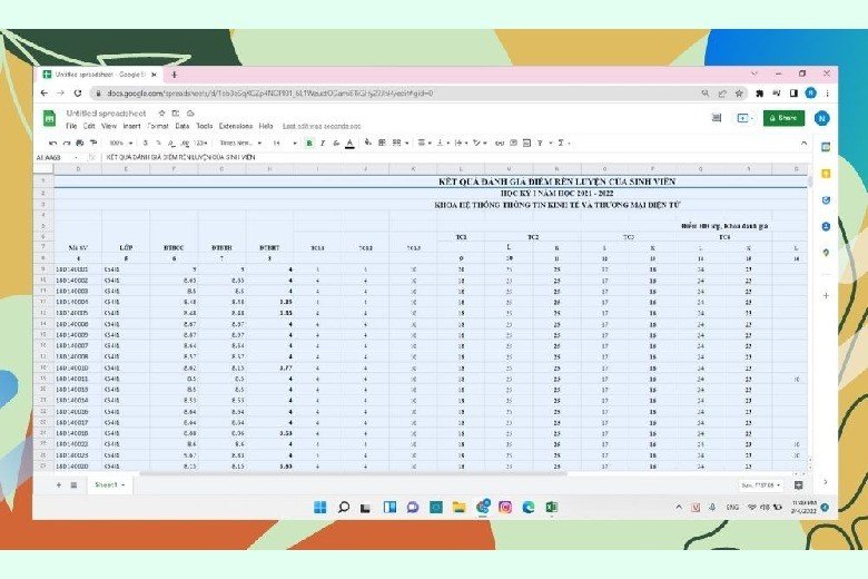 Chọn vùng dữ liệu hoặc toàn bộ bảng tính trong Google Sheets