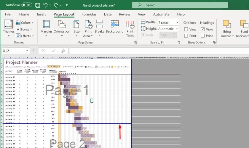 Tùy chỉnh ngắt trang phù hợp với nội dung cần in Excel