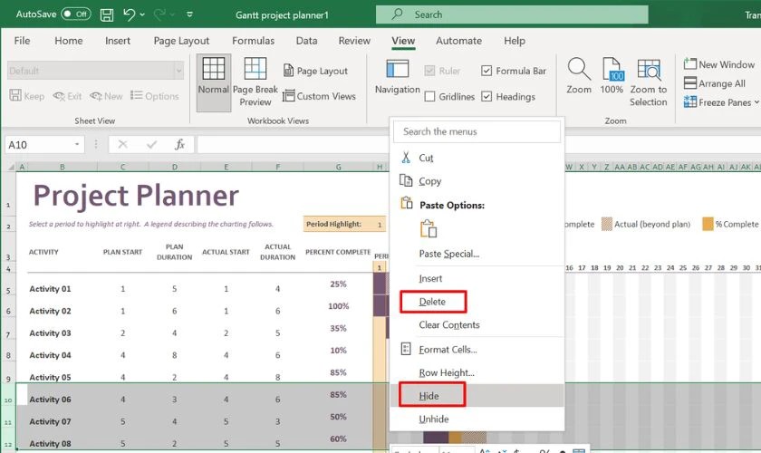 Xóa hoặc ẩn cột thừa để tối ưu nội dung trước khi in Excel vừa A4