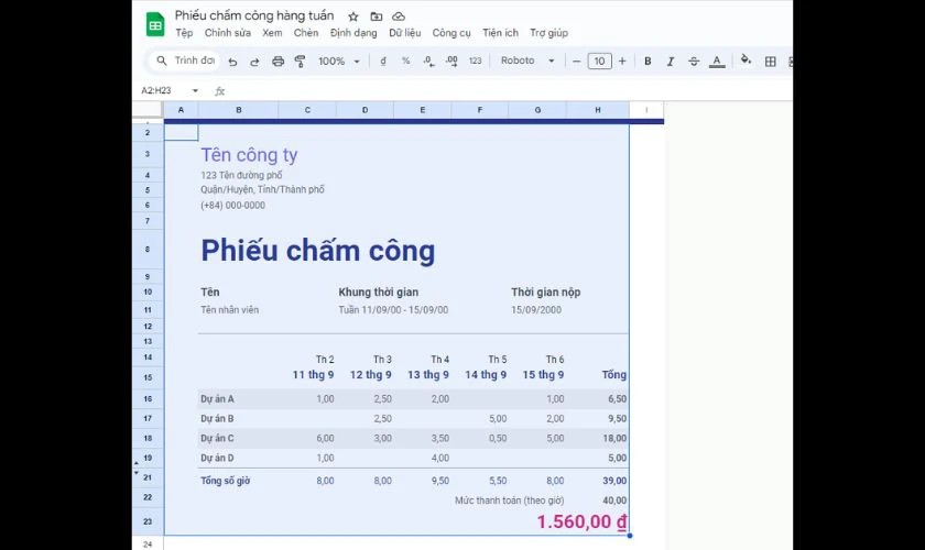 Chọn vùng dữ liệu cần in trong Google Sheets theo mong muốn của bạn