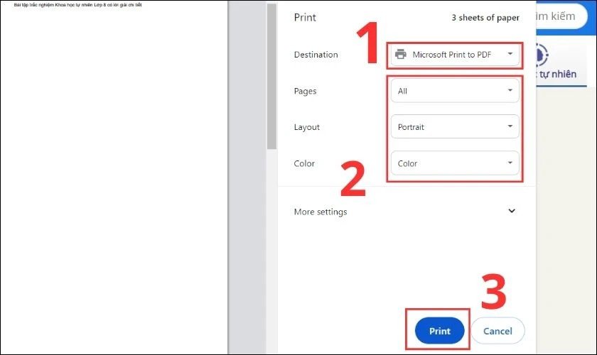 Cách in file PDF ở một trình duyệt bất kỳ trên Windows với tùy chọn Microsoft Print to PDF