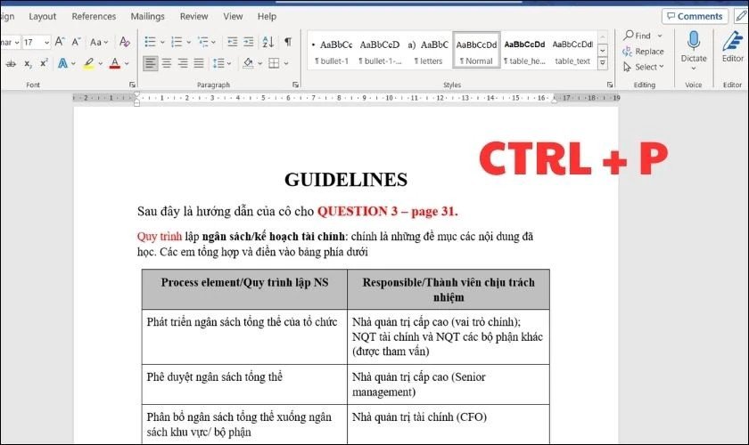 Giao diện in tài liệu Word, chọn Microsoft Print to PDF để lưu thành file PDF trên Windows