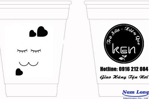Thiết kế logo trên máy tính chuẩn bị cho quy trình in ấn lên ly nhựa.