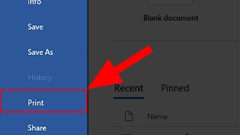 Giao diện Print trong Microsoft Word với các tùy chọn cài đặt trước khi in ngang tài liệu