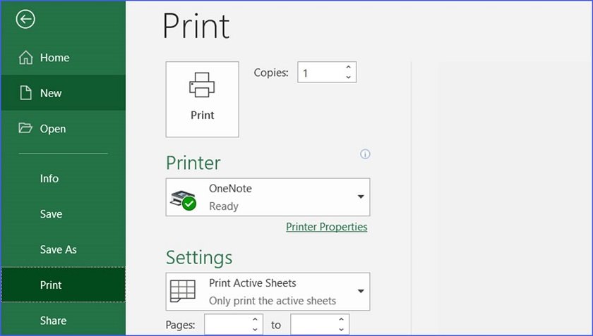 Giao diện cài đặt tùy chọn trước khi thực hiện cách in từ máy tính