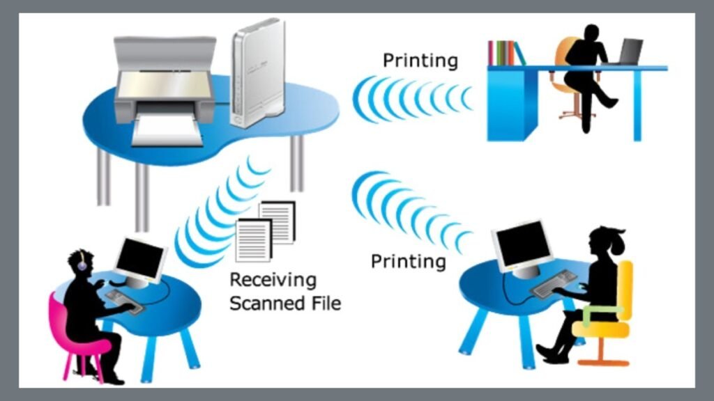 Giao diện cài đặt và chia sẻ máy in trong Control Panel cho quy trình in tài liệu chuẩn