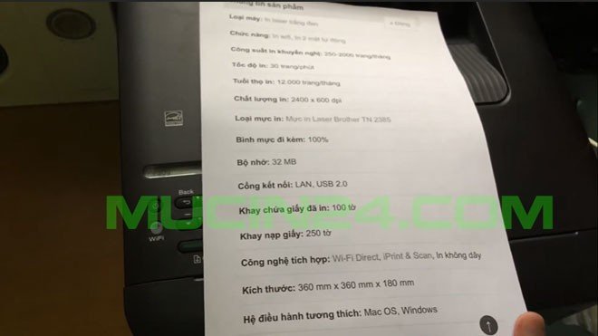 Màn hình điện thoại với tùy chọn in tài liệu