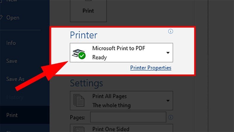 Lựa chọn máy in phù hợp và kiểm tra trạng thái sẵn sàng để in file Word 2013
