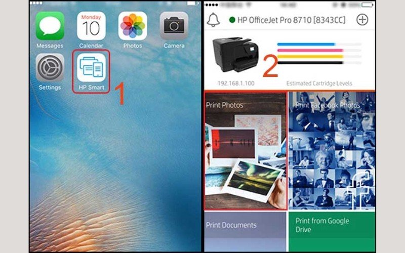 Truy cập ứng dụng HP Smart để in ảnh hoặc tài liệu từ iPhone