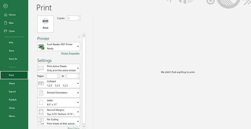 Thiết lập các thông số in như số bản, in một mặt hay hai mặt trong Excel