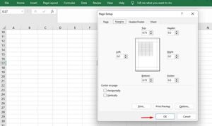 Nhấn OK để lưu cài đặt căn chỉnh lề trong Excel