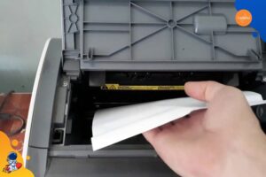 Kỹ thuật viên kiểm tra khay giấy máy in Epson để sửa lỗi không in giấy tại Vũng Tàu