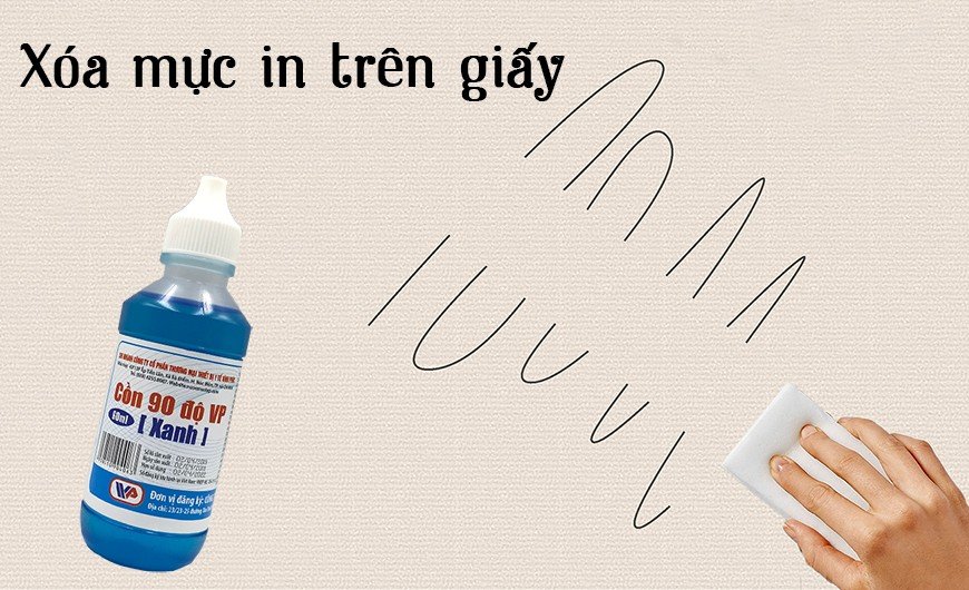 Sử dụng cồn 90 độ và tăm bông để xóa vết mực in laser trên tài liệu