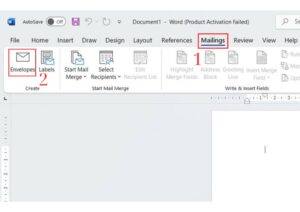 Chọn tab Mailings và Envelopes trong Word để bắt đầu in phong bì
