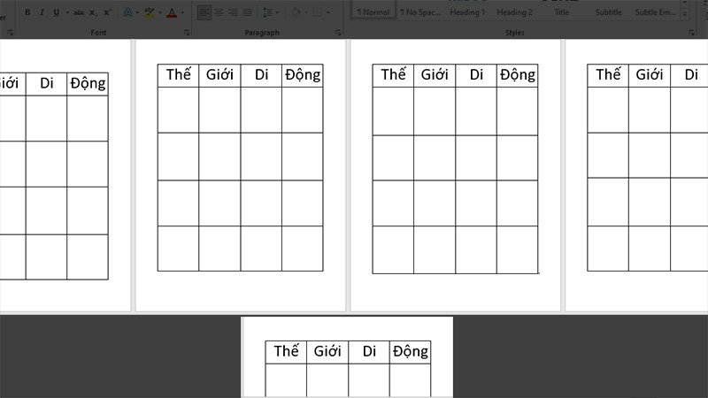 Kết quả sau khi áp dụng lặp lại tiêu đề bảng