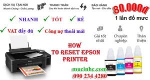 Bảng điều khiển hiển thị menu cài đặt để reset máy in Epson