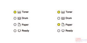 Đèn Toner trên máy in Brother HL L2321D sáng báo hiệu cần reset mực