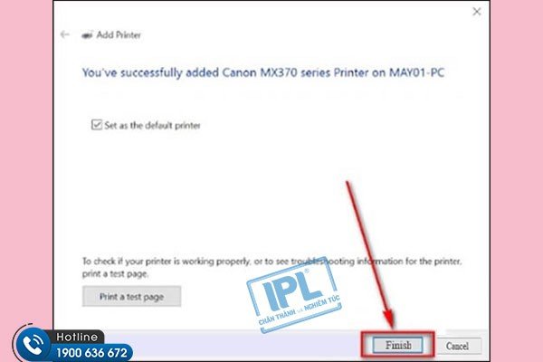 Hoàn tất kết nối máy in đã share qua mạng LAN trên Win 10