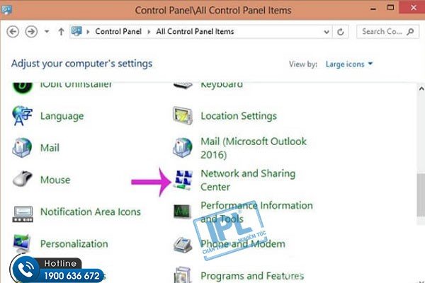 Giao diện Network and Sharing Center trên Windows 10