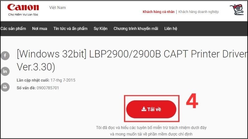 Tải driver máy in Canon 2900 từ trang web chính thức